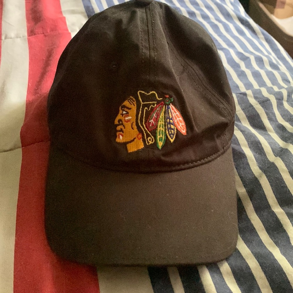NHL Chicago Blackhawks Baseball Hat Black Adjustable One Size Fits All Mascot